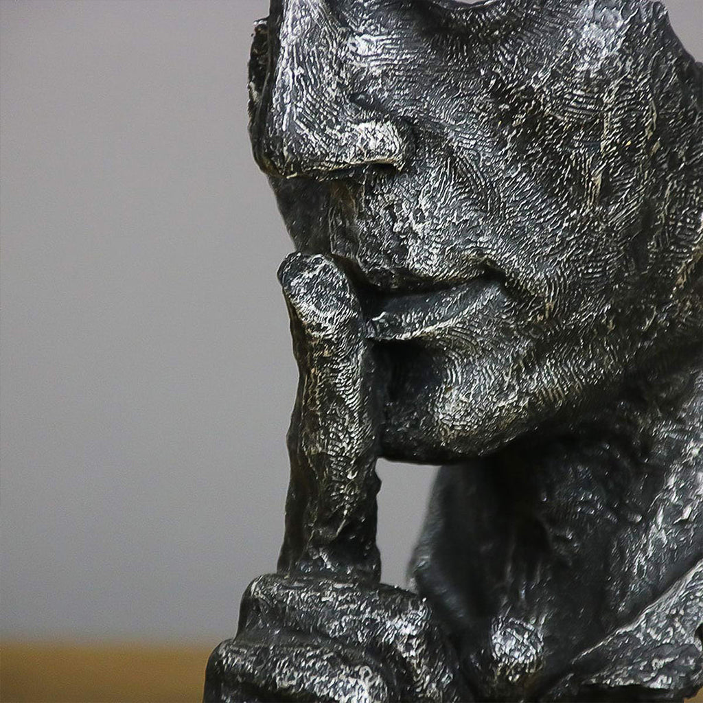 SOGA 31cm Black Resin Sculpture Silent Shush Face Design Modern Art for Home Decor