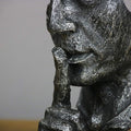 SOGA 31cm Black Resin Sculpture Silent Shush Face Design Modern Art for Home Decor