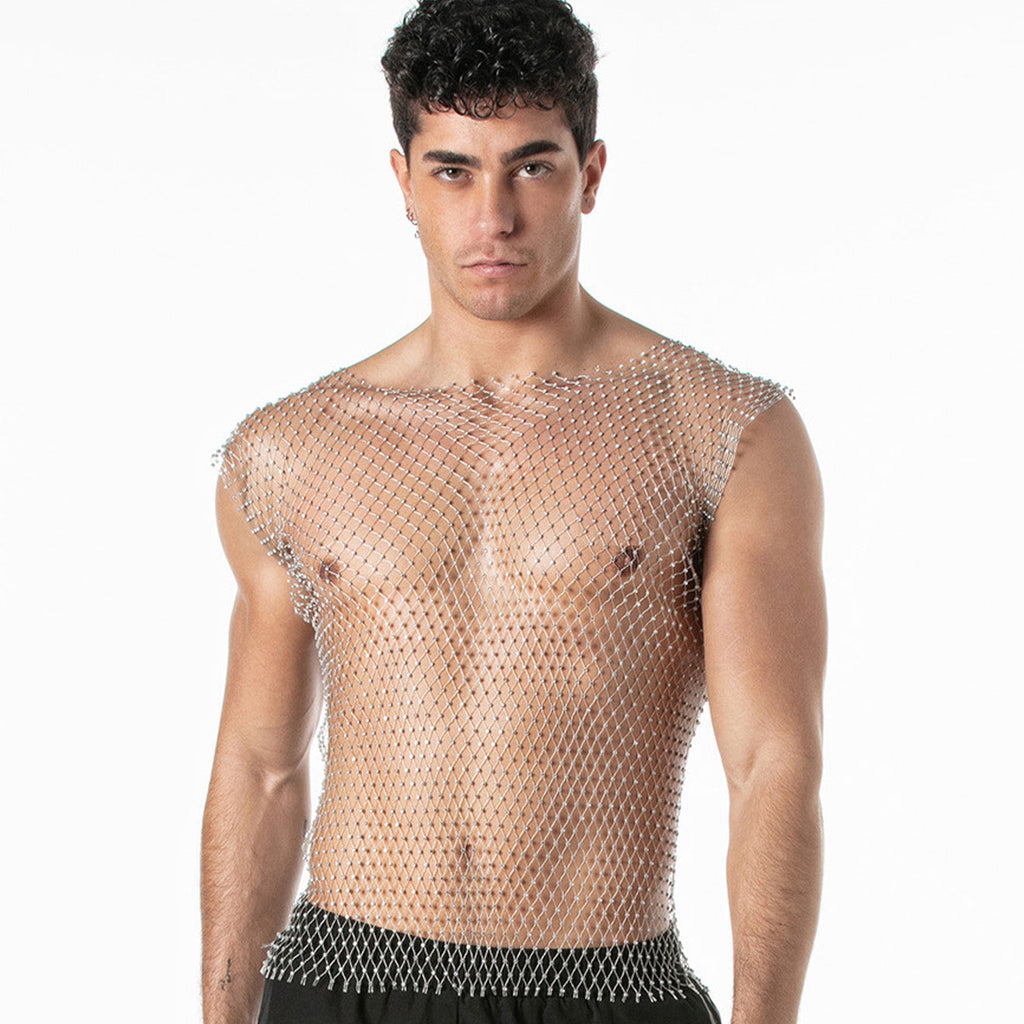 Mesh Party Tank Top Silver