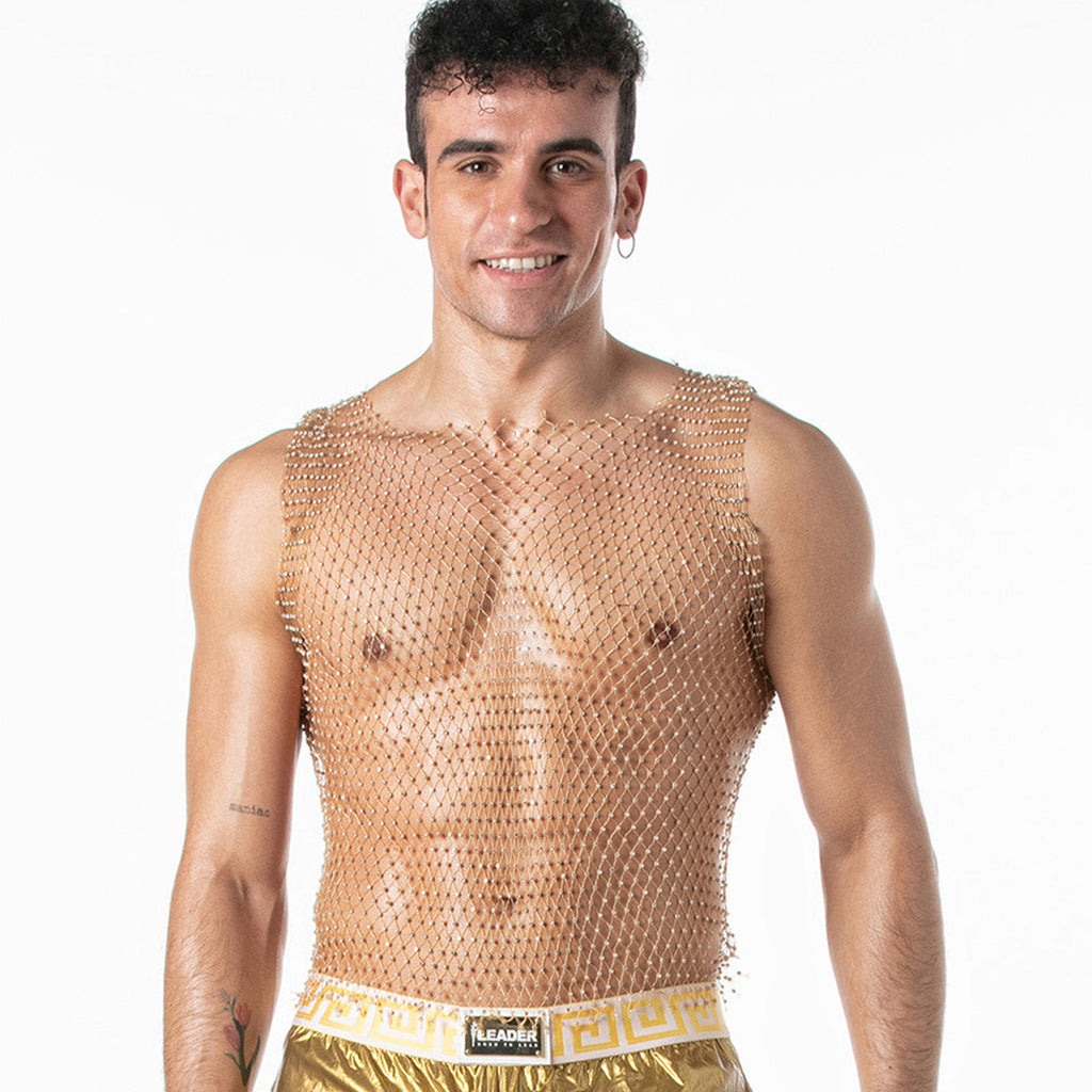 Mesh Party Tank Top Gold