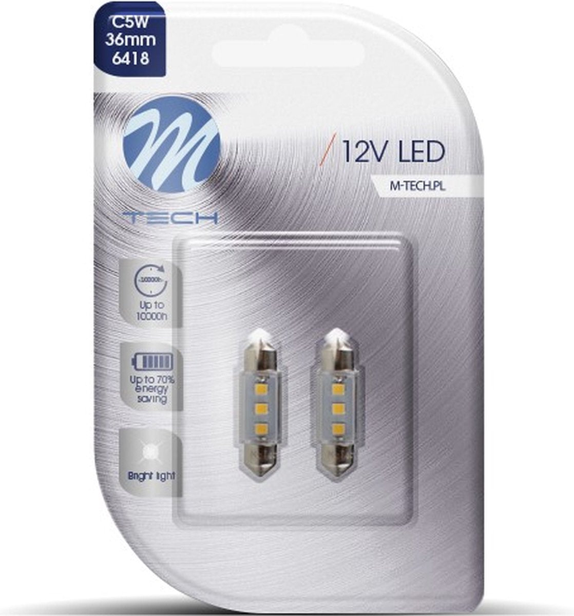 M-tech LED c5w 12v 36mm - base 3x LED diode - canbus - white - set