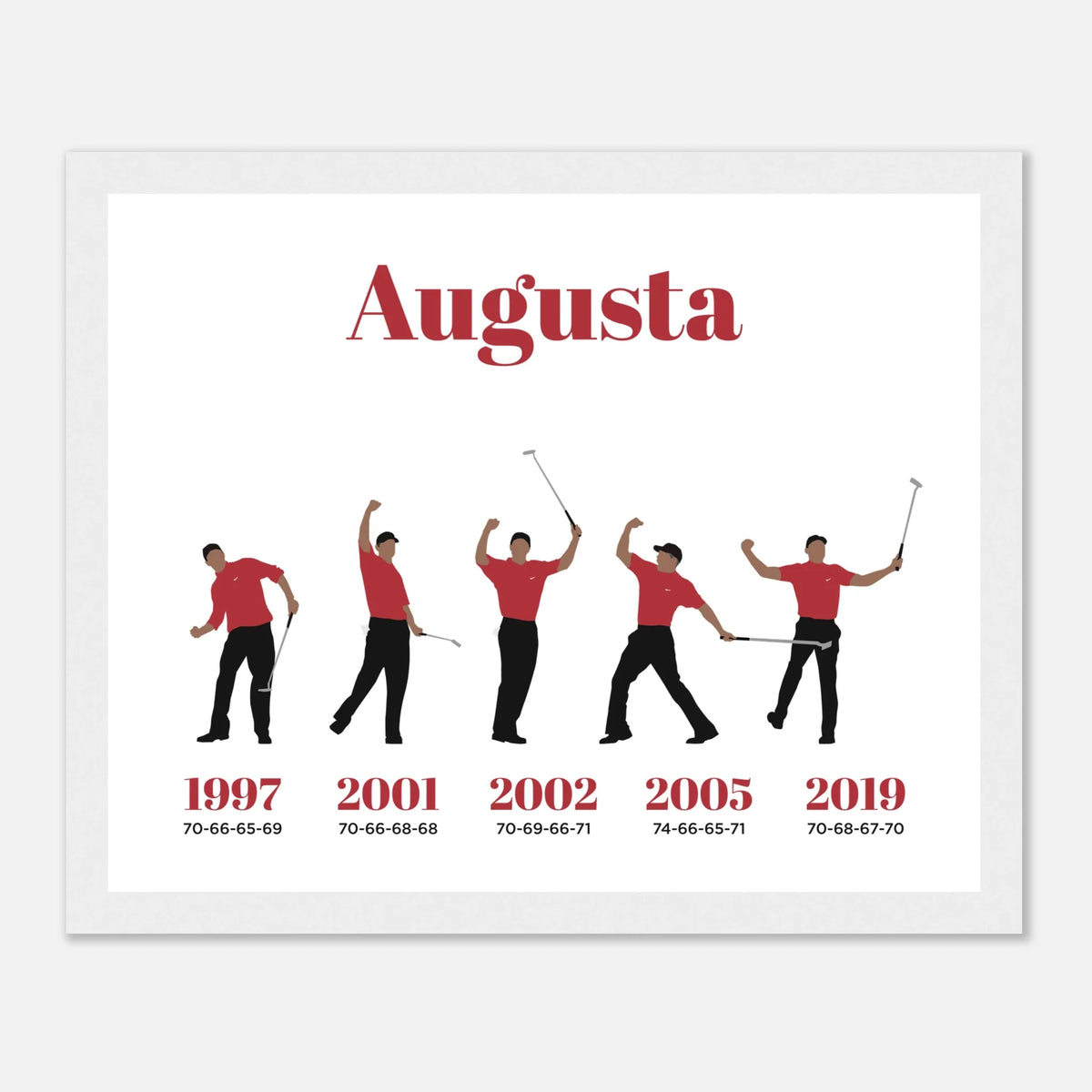 Augusta 5 Wins - Golf Print & Framed Poster
