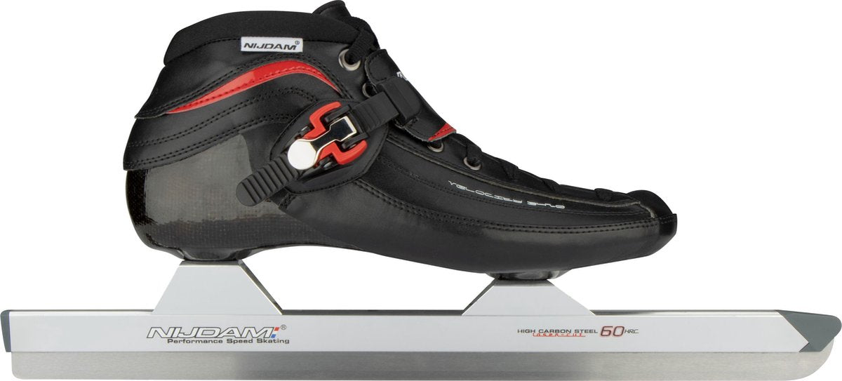 Nijdam premium norenschaatsen carbon - laag - zwart/rood - maat 39
