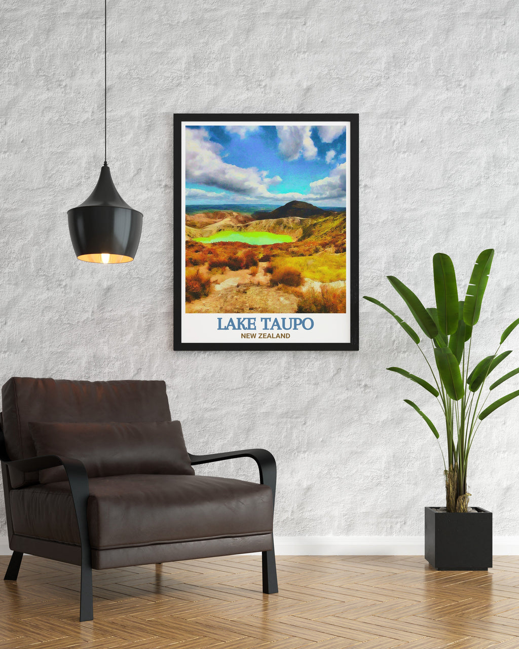 Lake Taupo Print - Tongariro National Park Wall Art - New Zealand Framed Art - New Zealand Vintage Poster-4