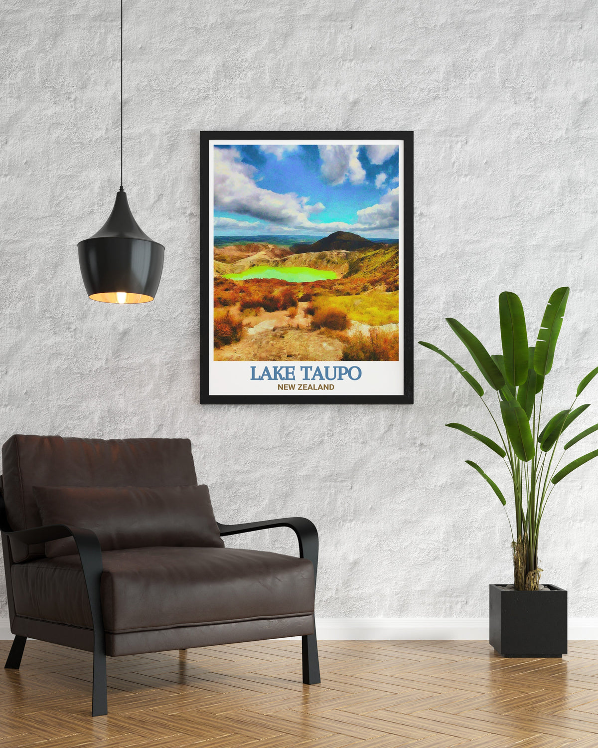 Lake Taupo Print - Tongariro National Park Wall Art - New Zealand Framed Art - New Zealand Vintage Poster-4