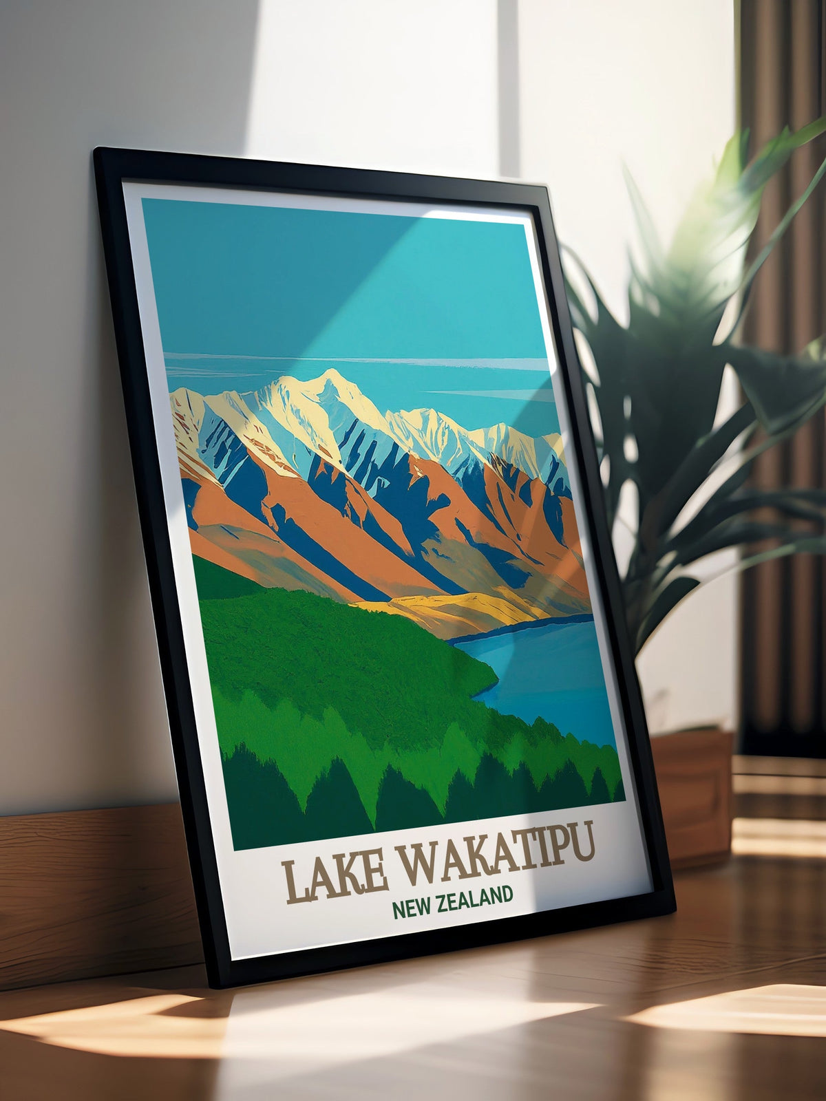 Lake Wakatipu Poster - The Remarkables Art Print - New Zealand Wall Print - New Zealand Travel Poster-2