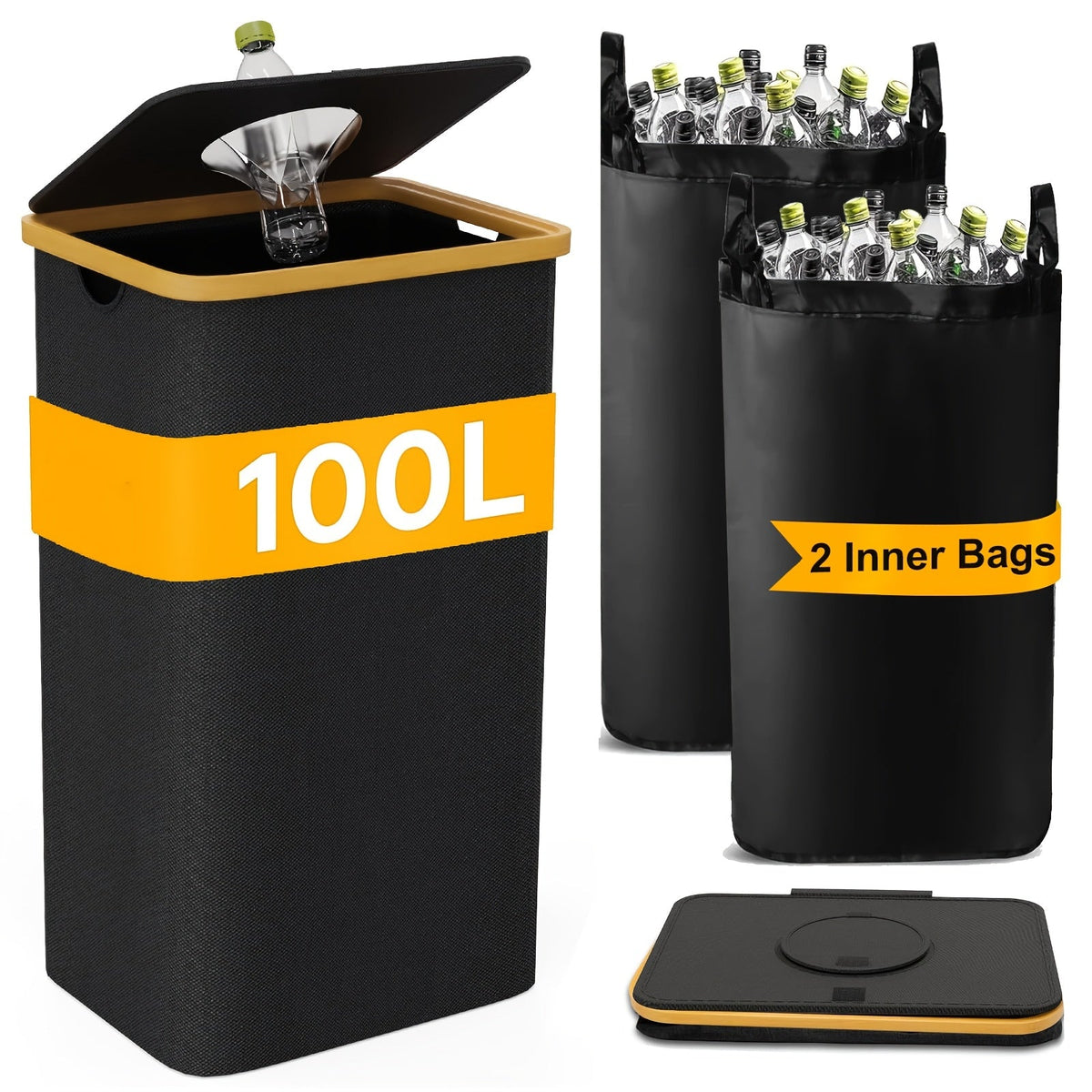 Household Recycling Bin with 2 Detachable Inner Bags