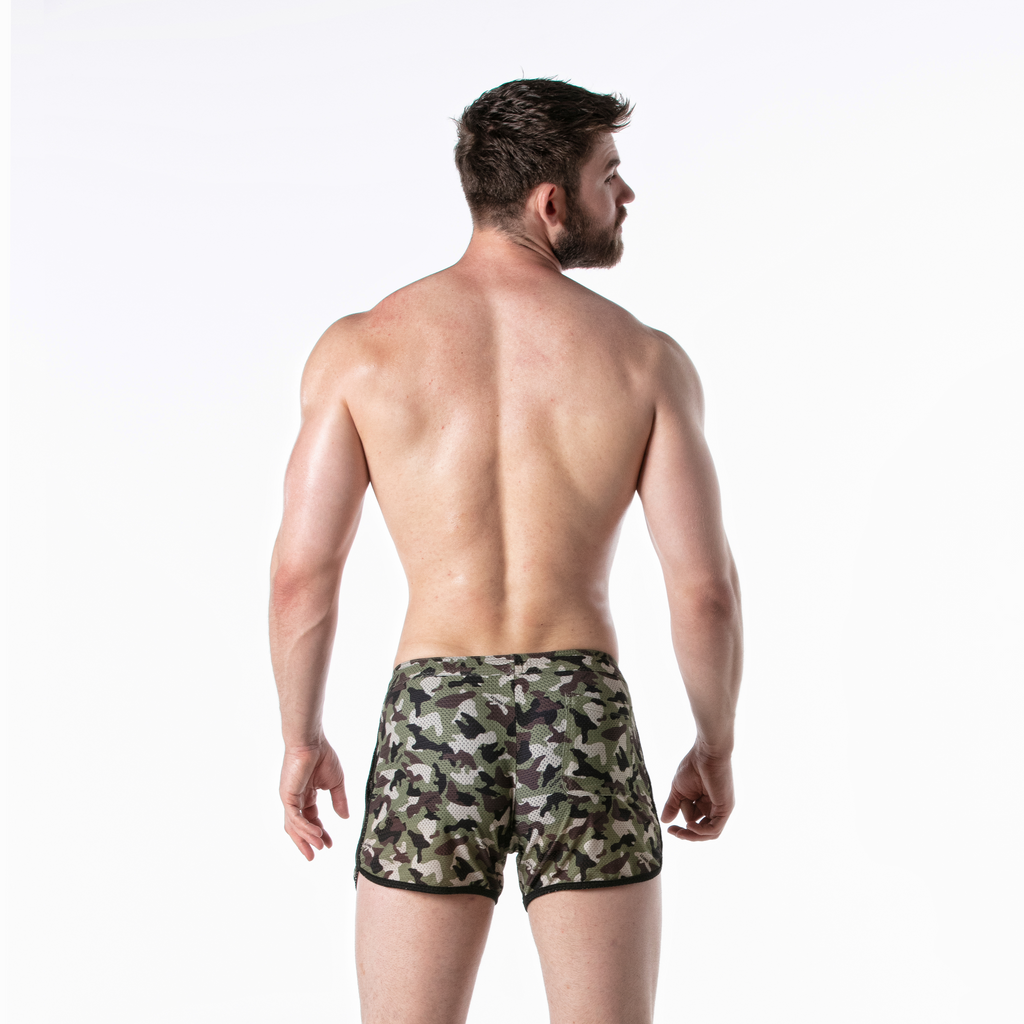 Camo Print Mesh Shorts