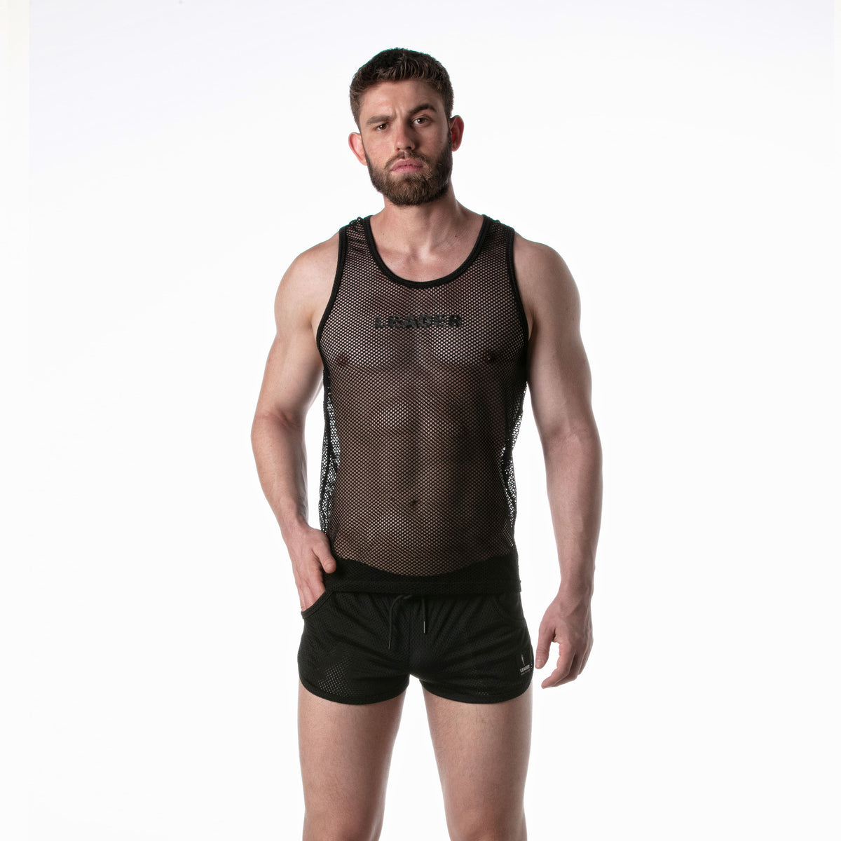 Mesh Tank Top Black w/ Black Detail