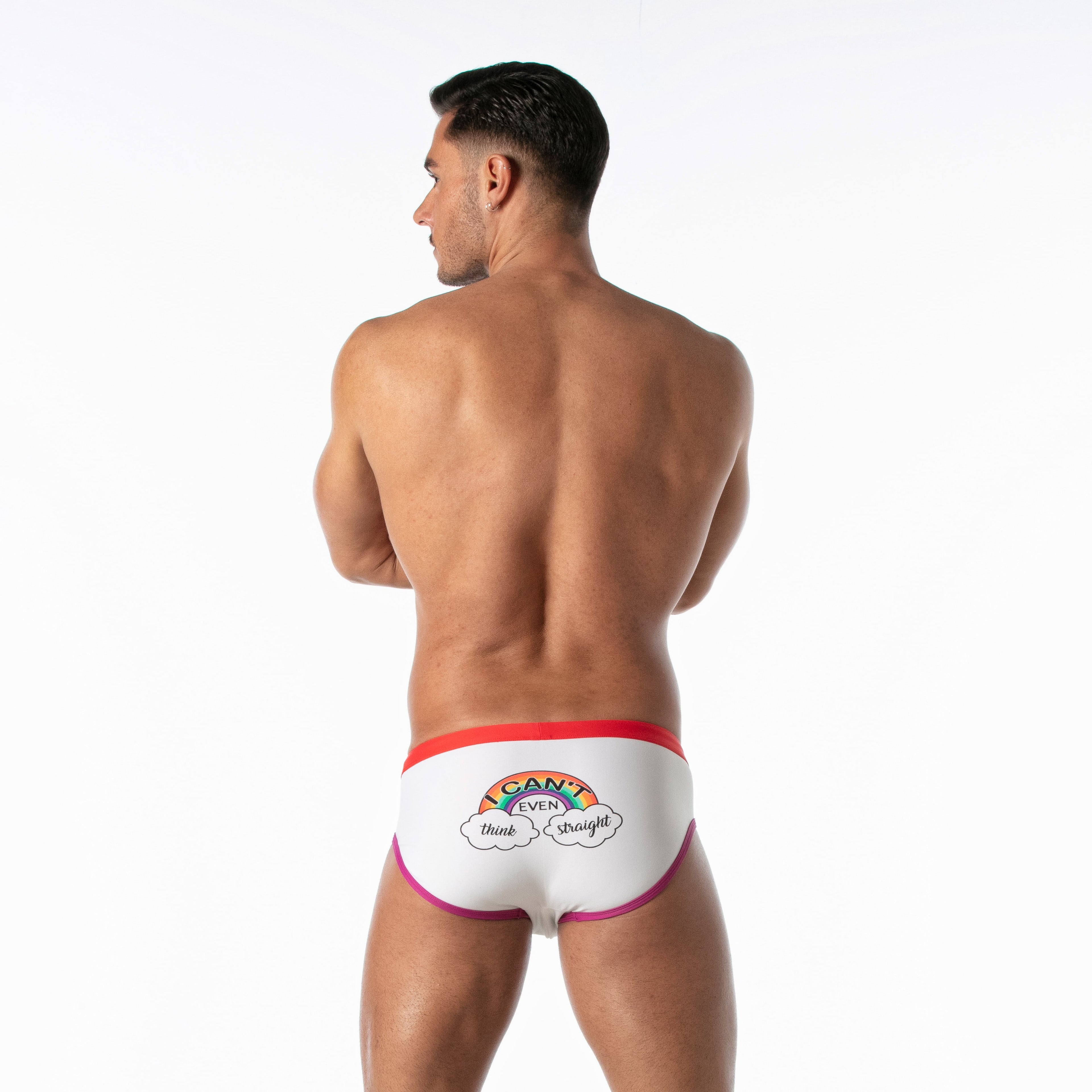 Rainbow Swim Briefs White
