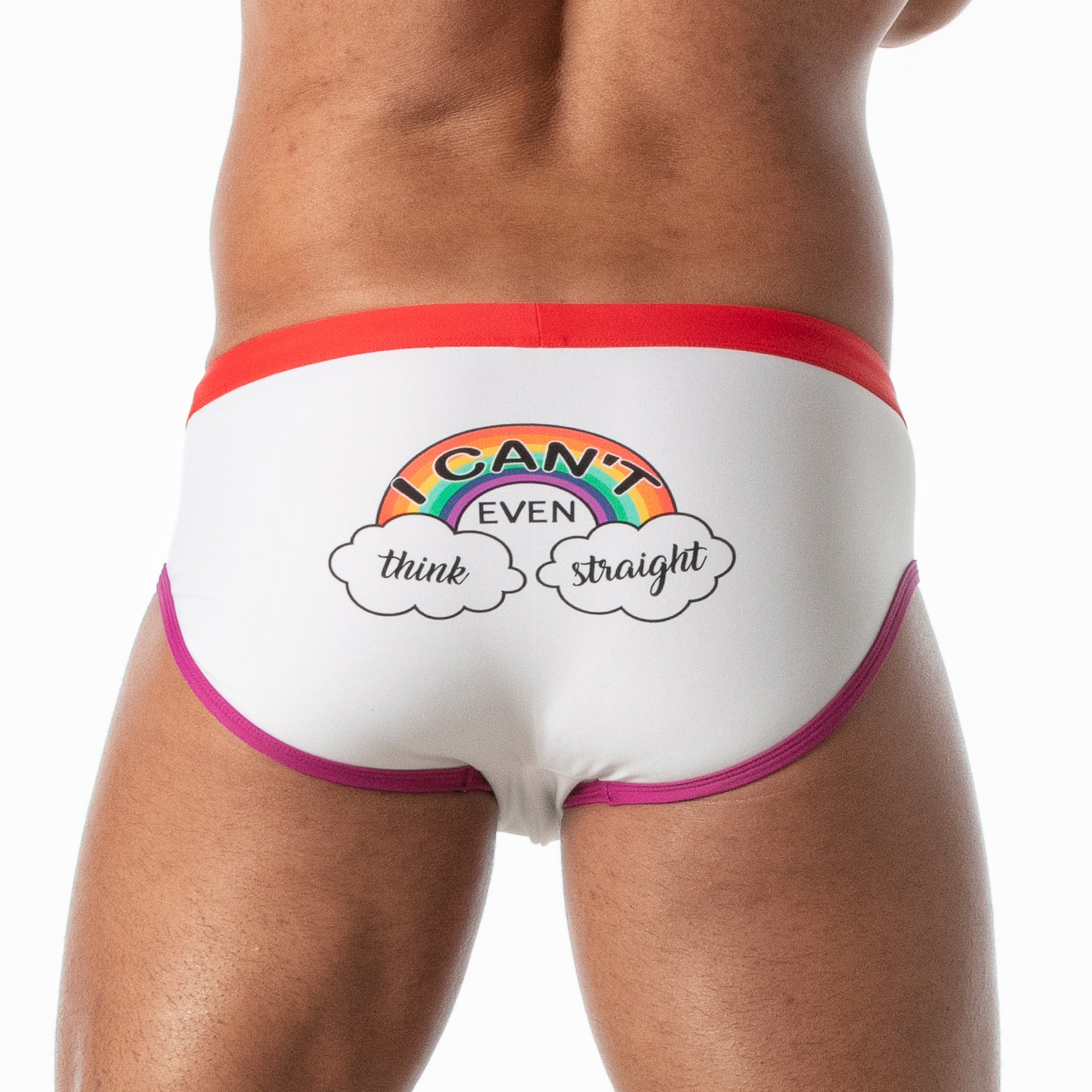 Rainbow Swim Briefs White