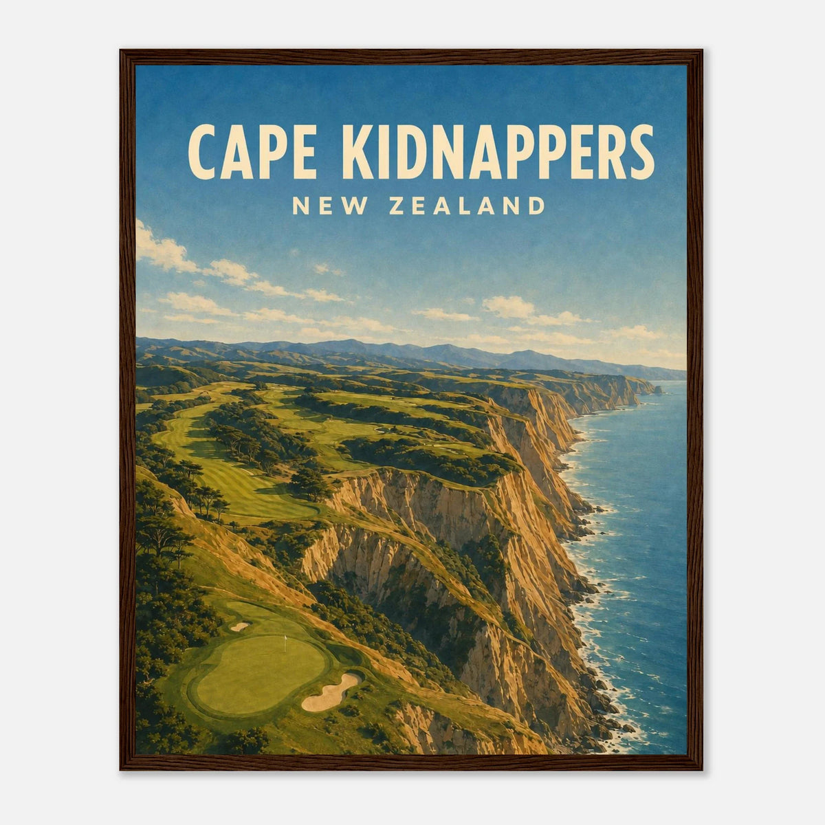Cape Kidnappers Golf Poster – New Zealand Golf Art