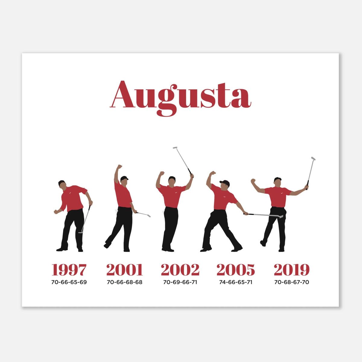 Augusta 5 Wins - Golf Print & Framed Poster