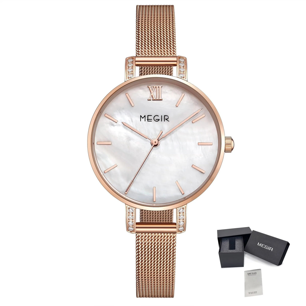 MEGIR Fashion Quartz Women Bracelet Watches Luxury Casual Ladies Dress Clock Female Steel Mesh Band Wristwatch Relogio Feminino 7002