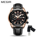 MEGIR Luxury Brand Military Sport Watches for Men Leather Strap Quartz Wristwatch Waterproof Date Chronograph Reloj Hombre 2065
