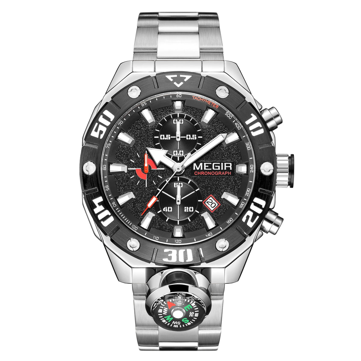 MEGIR Watch Top Brand Luxury Business Quartz Watches Chronograph Stainless Steel Calendar Luminous Clock WristWatch Montre Homme 2219