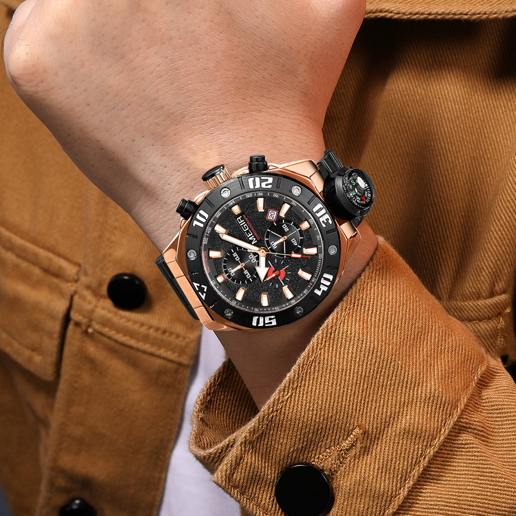 MEGIR Watch Top Brand Luxury Business Quartz Watches Chronograph Stainless Steel Calendar Luminous Clock WristWatch Montre Homme 2219