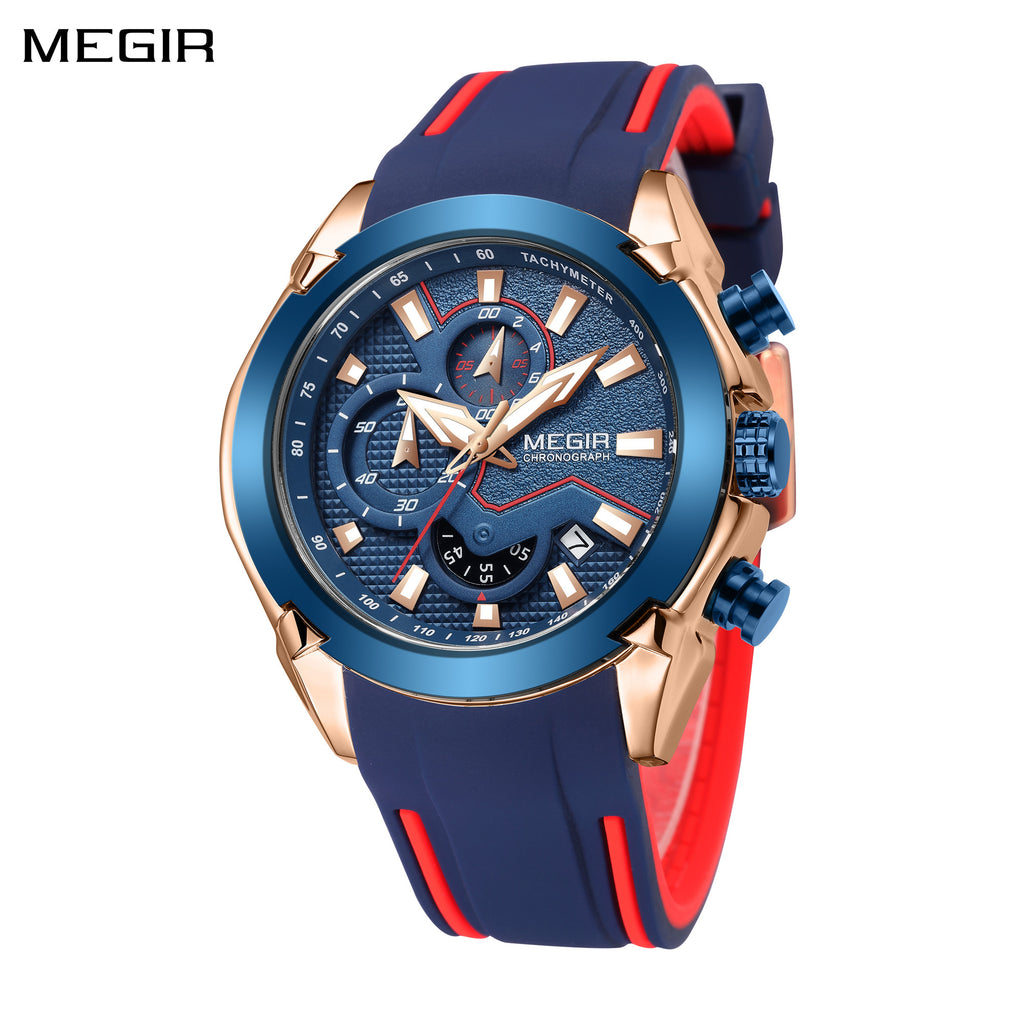 MEGIR Fashion Men's Watches Silicone Military Sport Watch Waterproof Date Chronograph Clock Wristwatch Relogio Masculino 2065