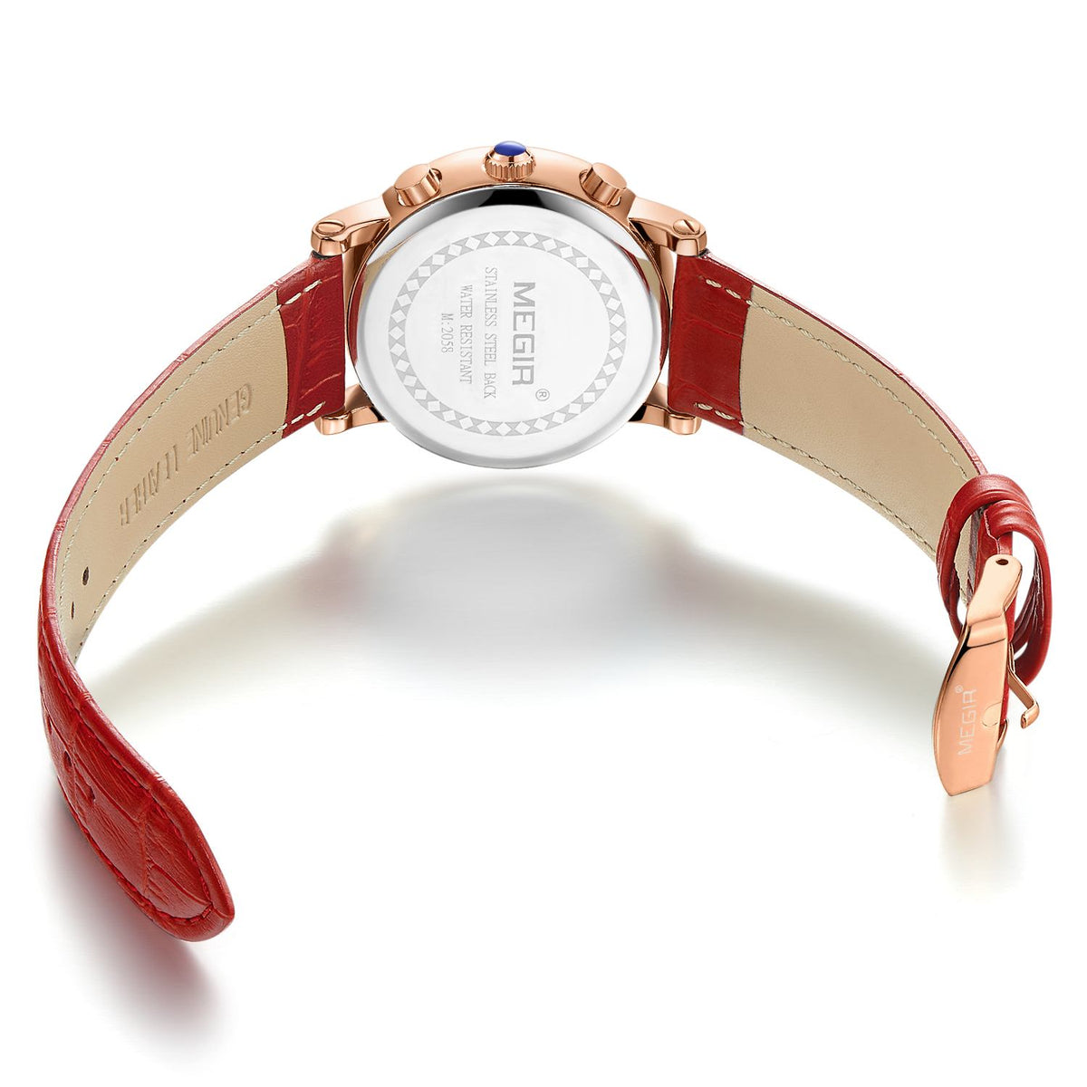 MEGIR Top Brand Quartz Watches for Women Leather Strap Ladies Casual Sport Wristwatch Chronograph Luxury Waterproof Female Clock 2058