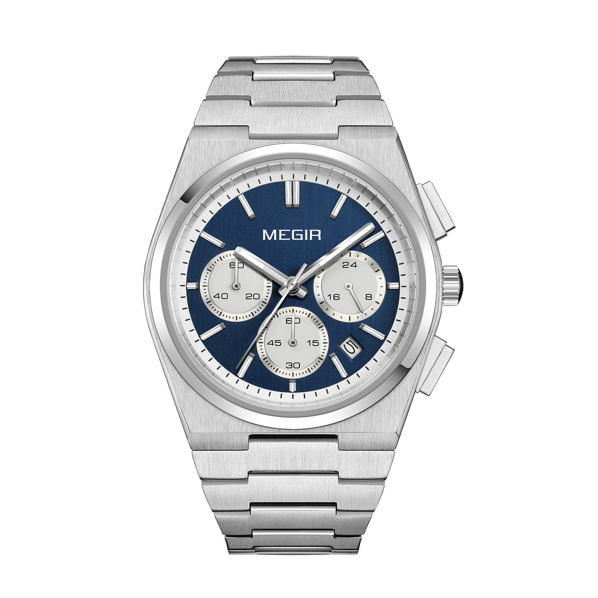 MEGIR Men's Business Watches Original Analogue Quartz Wrist Watch Luminous 5ATM Waterproof Steel Large Dial Clock Reloj Hombre 8402