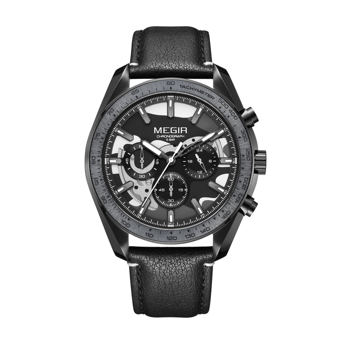 MEGIR Luxury Men's Business Casual Watches Leather Waterproof Quartz Chronograph Male Clock Wristwatch Relogio Masculino 8408