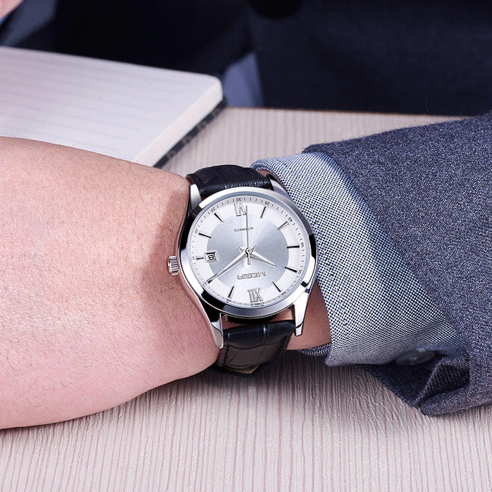 MEGIR Original Brand Men's Watches Automatic Mechanical Watch 5Bar Waterproof Leather Luxury Wristwatch Clock Relogio Masculino 62063