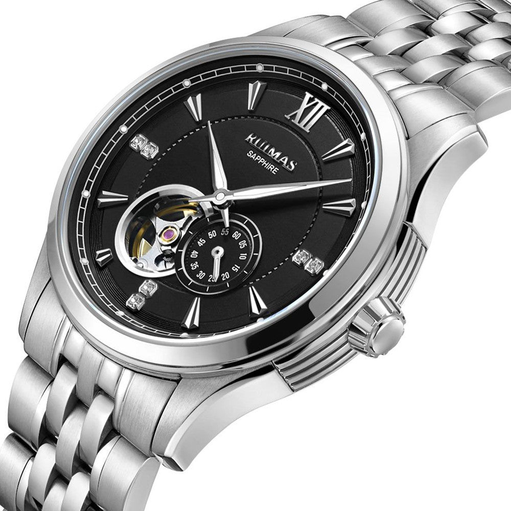 RUIMAS Luxury Men Mechanical Watches Sapphire Glass Stainless Steel Bracelet Business Casual WristWatch Clock Montre Homme 6736