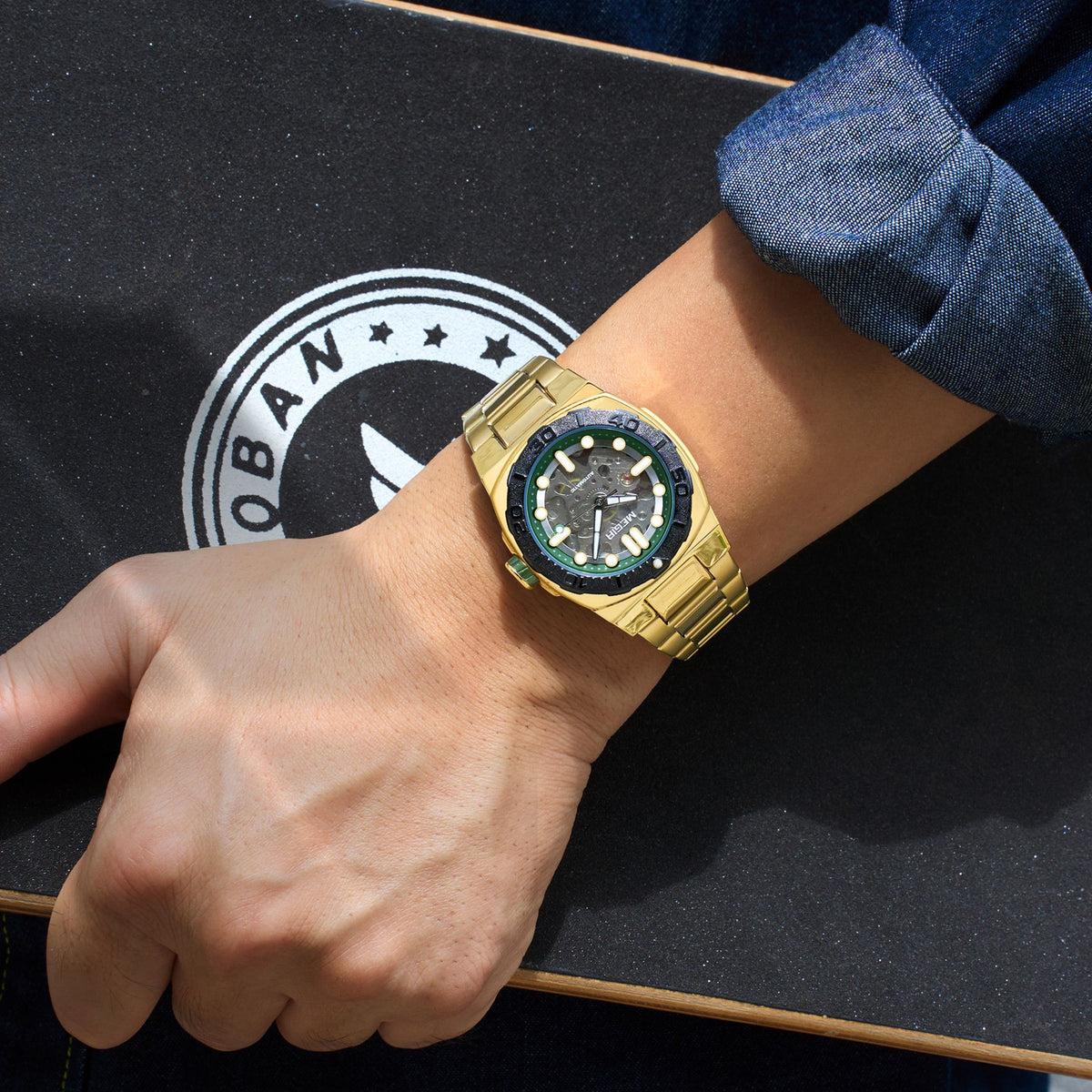 MEGIR Skeleton Dial Mechanical Watches for Men Luxury Business Wristwatch Stainless Steel Waterproof Automatic Watch Clock 8606