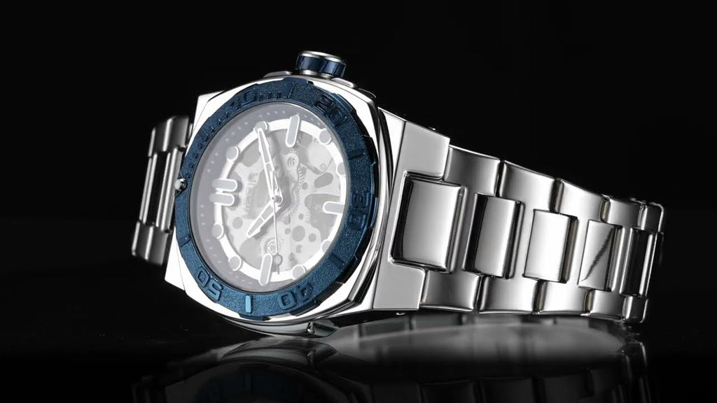 MEGIR Skeleton Dial Mechanical Watches for Men Luxury Business Wristwatch Stainless Steel Waterproof Automatic Watch Clock 8606