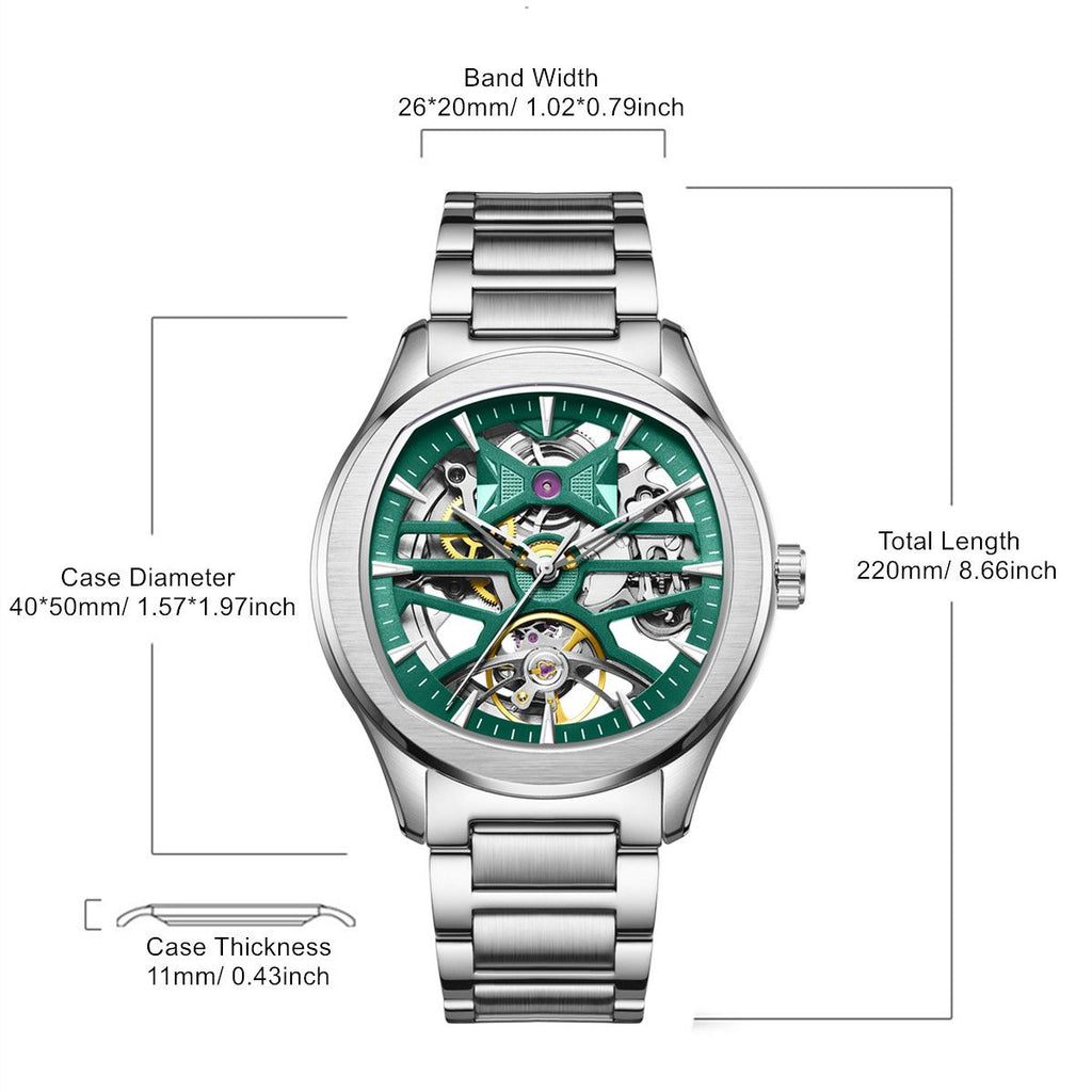 MEGIR Fashion Sport Watches for Men Skeleton Dial Automatic Mechanical Movement Wristwatch Waterproof Clock Reloj Hombre 9204-5
