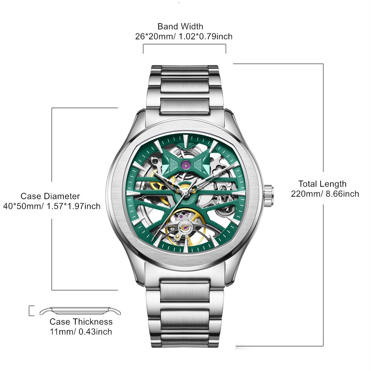 MEGIR Fashion Sport Watches for Men Skeleton Dial Automatic Mechanical Movement Wristwatch Waterproof Clock Reloj Hombre 9204-5
