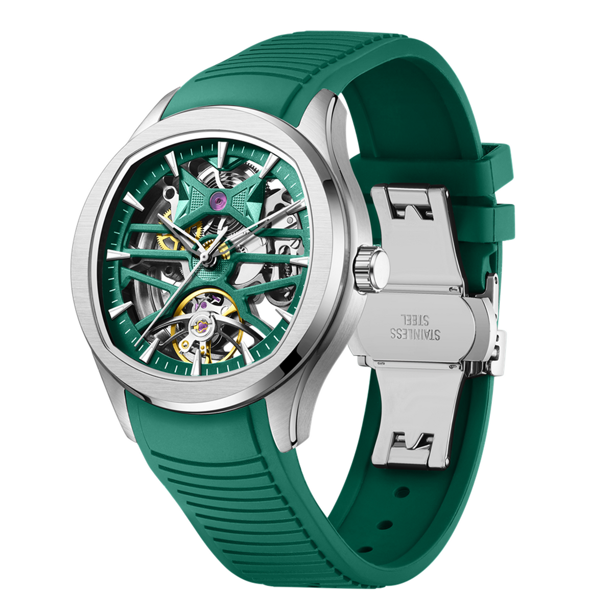 MEGIR Fashion Sport Watches for Men Skeleton Dial Automatic Mechanical Movement Wristwatch Waterproof Clock Reloj Hombre 9204-5