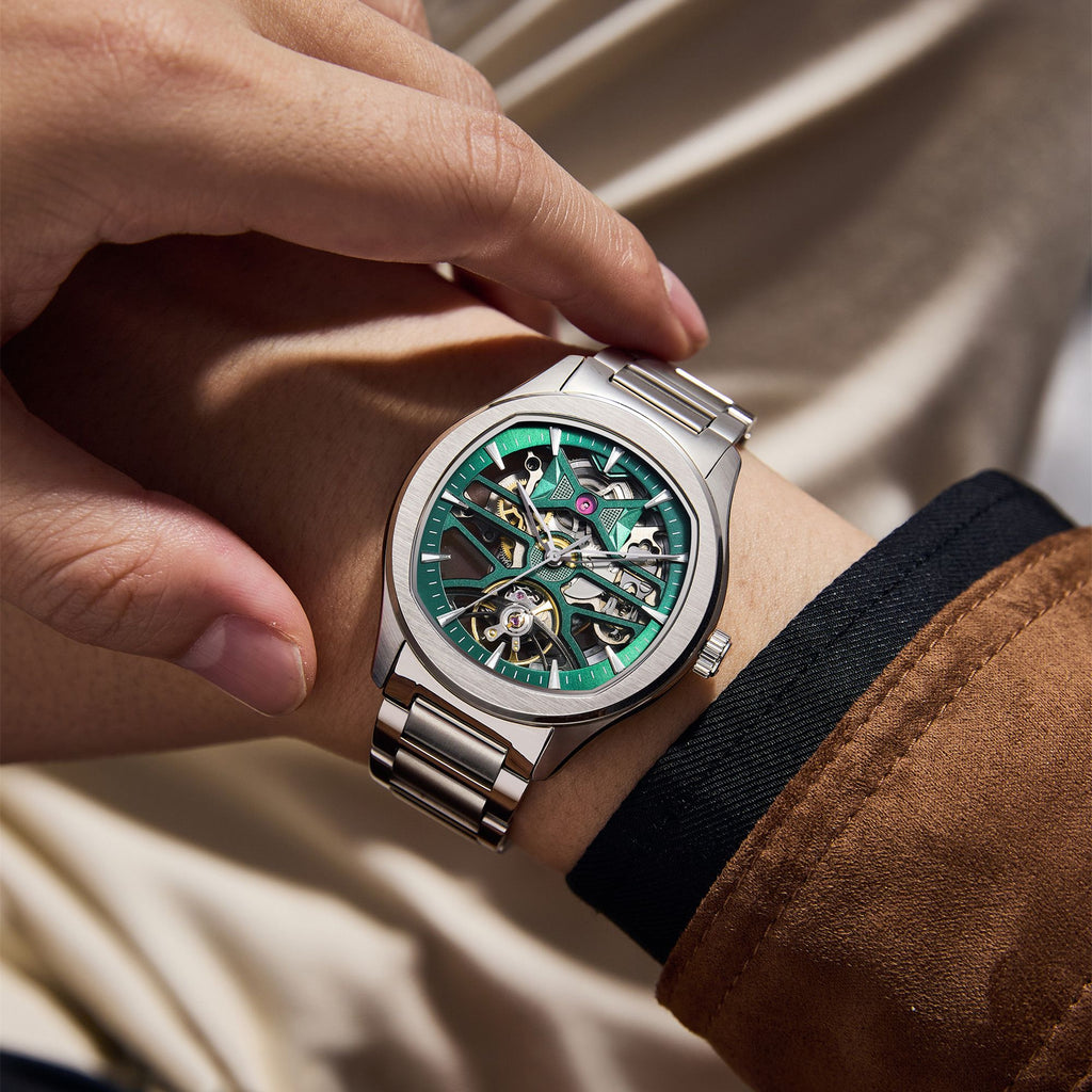MEGIR Fashion Sport Watches for Men Skeleton Dial Automatic Mechanical Movement Wristwatch Waterproof Clock Reloj Hombre 9204-5
