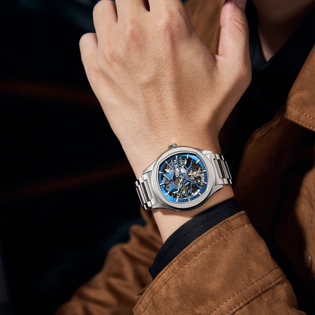 MEGIR Fashion Sport Watches for Men Skeleton Dial Automatic Mechanical Movement Wristwatch Waterproof Clock Reloj Hombre 9204-5