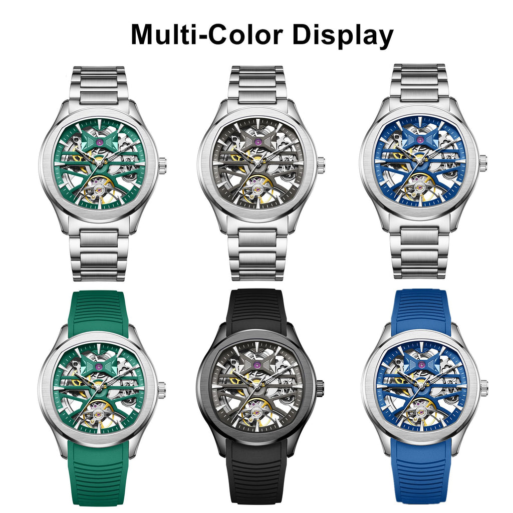 MEGIR Fashion Sport Watches for Men Skeleton Dial Automatic Mechanical Movement Wristwatch Waterproof Clock Reloj Hombre 9204-5