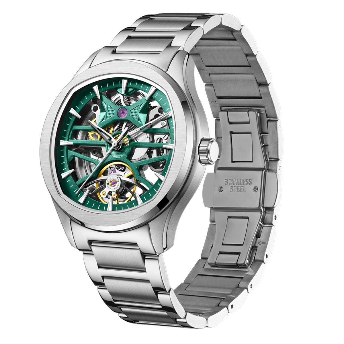 MEGIR Fashion Sport Watches for Men Skeleton Dial Automatic Mechanical Movement Wristwatch Waterproof Clock Reloj Hombre 9204-5