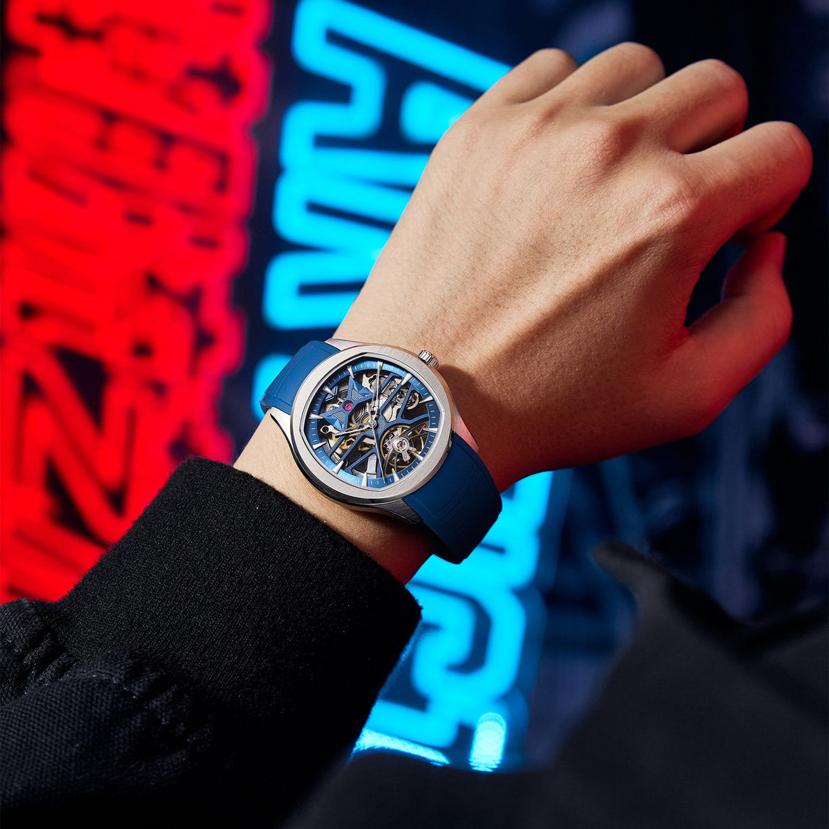 MEGIR Fashion Sport Watches for Men Skeleton Dial Automatic Mechanical Movement Wristwatch Waterproof Clock Reloj Hombre 9204-5