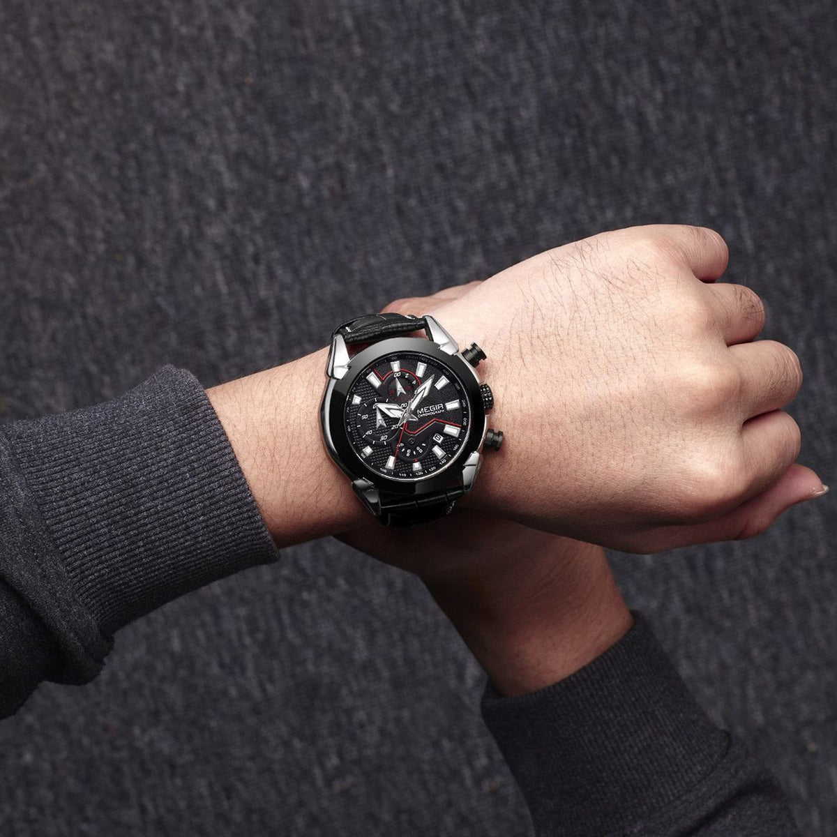 MEGIR Luxury Brand Military Sport Watches for Men Leather Strap Quartz Wristwatch Waterproof Date Chronograph Reloj Hombre 2065