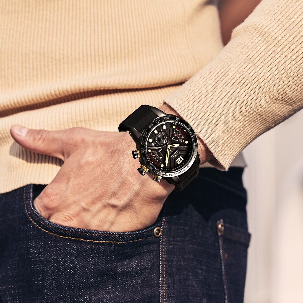 MEGIR Silicone Strap Quartz Military Watches for Men Fashion Sport Wristwatch Clock Big Dial Watch Chronograph Montre Homme 2106