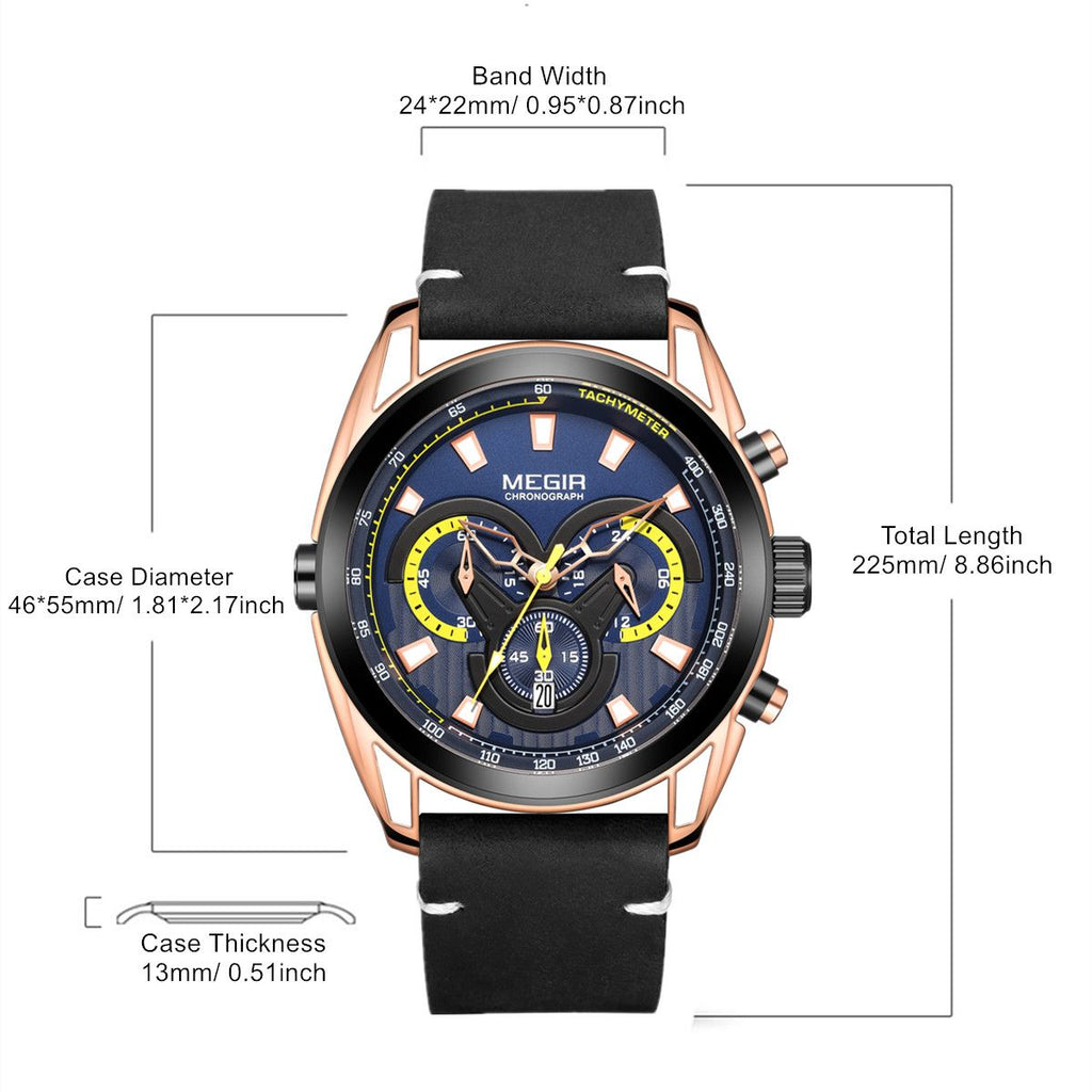 MEGIR Top Brand Luxury Men's Wrist Watch Man Luminous Waterproof Sport Men Quartz Wristwatches Relogio Masculino Dropshipping 2135