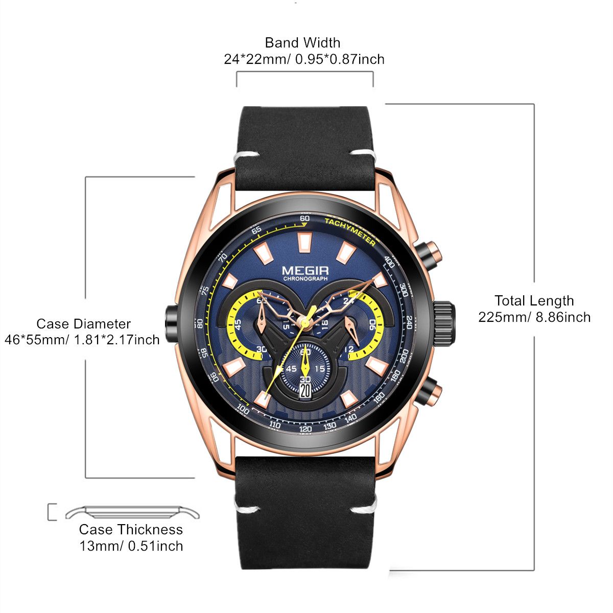MEGIR Top Brand Luxury Men's Wrist Watch Man Luminous Waterproof Sport Men Quartz Wristwatches Relogio Masculino Dropshipping 2135