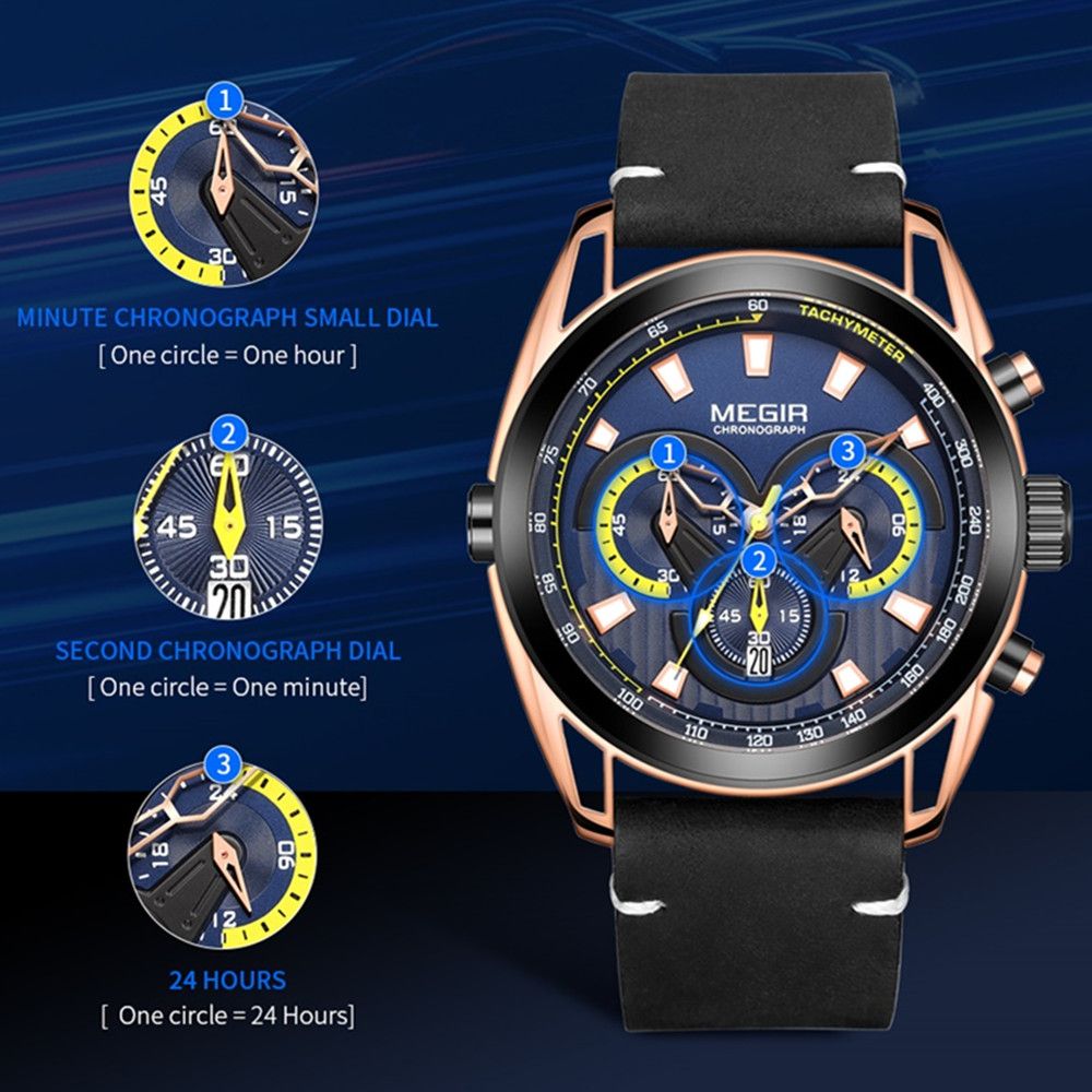 MEGIR Top Brand Luxury Men's Wrist Watch Man Luminous Waterproof Sport Men Quartz Wristwatches Relogio Masculino Dropshipping 2135