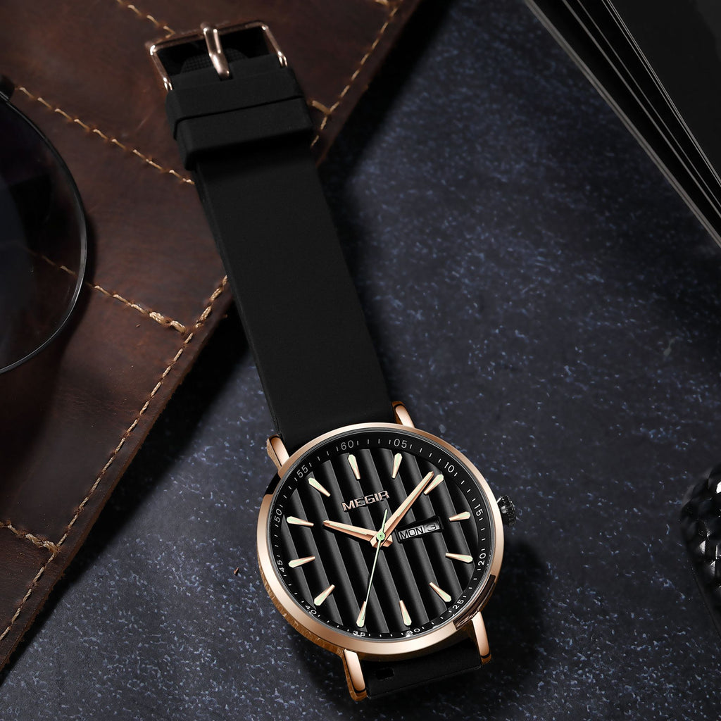 MEGIR Luxury Big Dial Mens Watch Fashion Quartz Casual Sport Wristwatch for Men Waterproof Week Date Display Clock Reloj Hombre 1081
