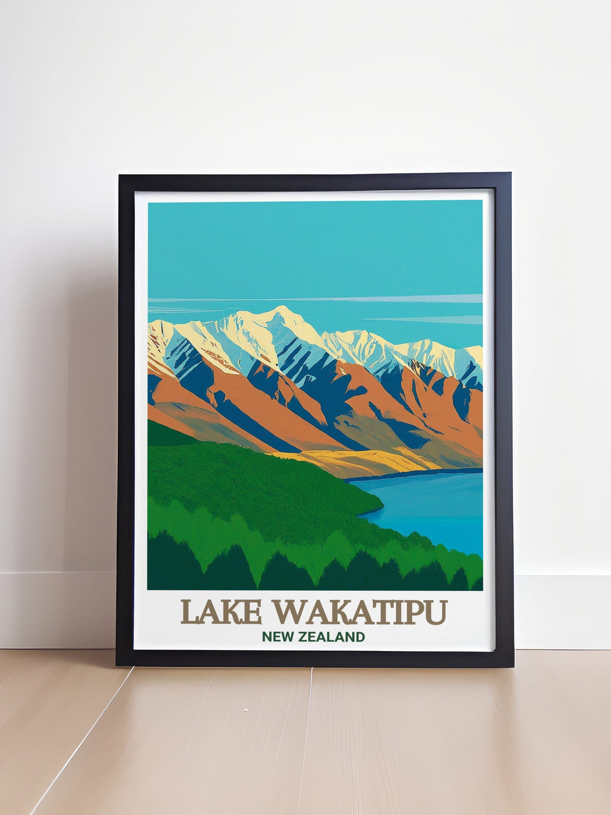 Lake Wakatipu Poster - The Remarkables Art Print - New Zealand Wall Print - New Zealand Travel Poster-1