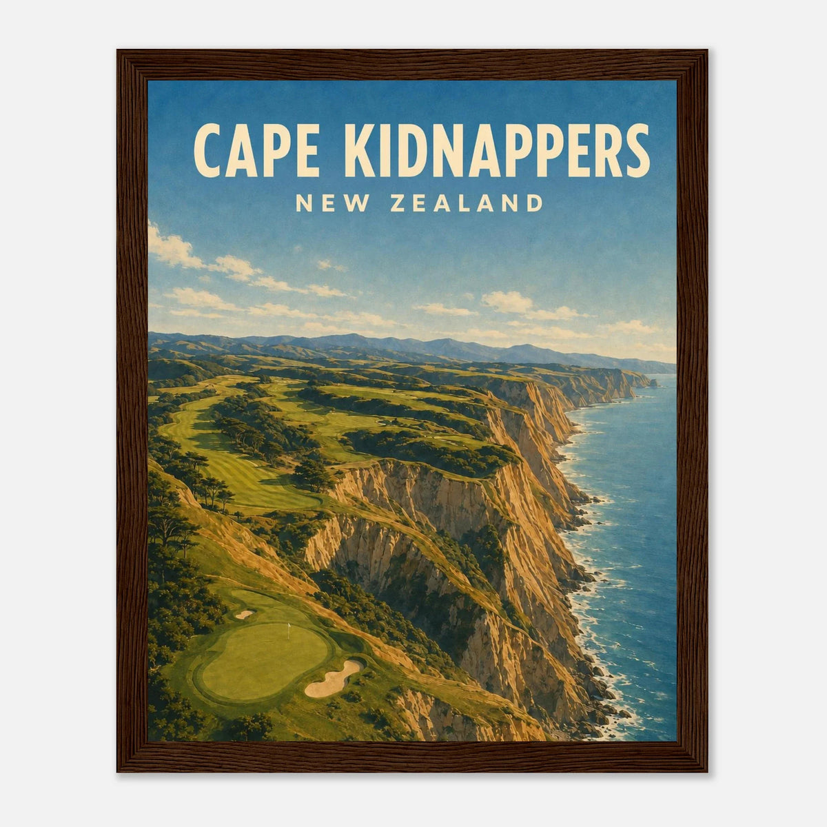 Cape Kidnappers Golf Poster – New Zealand Golf Art
