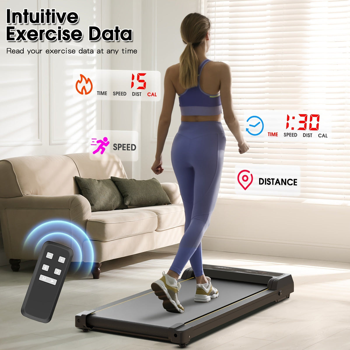 Under Desk Walking Pad - Home Gym Office Fitness Equipment(Black)