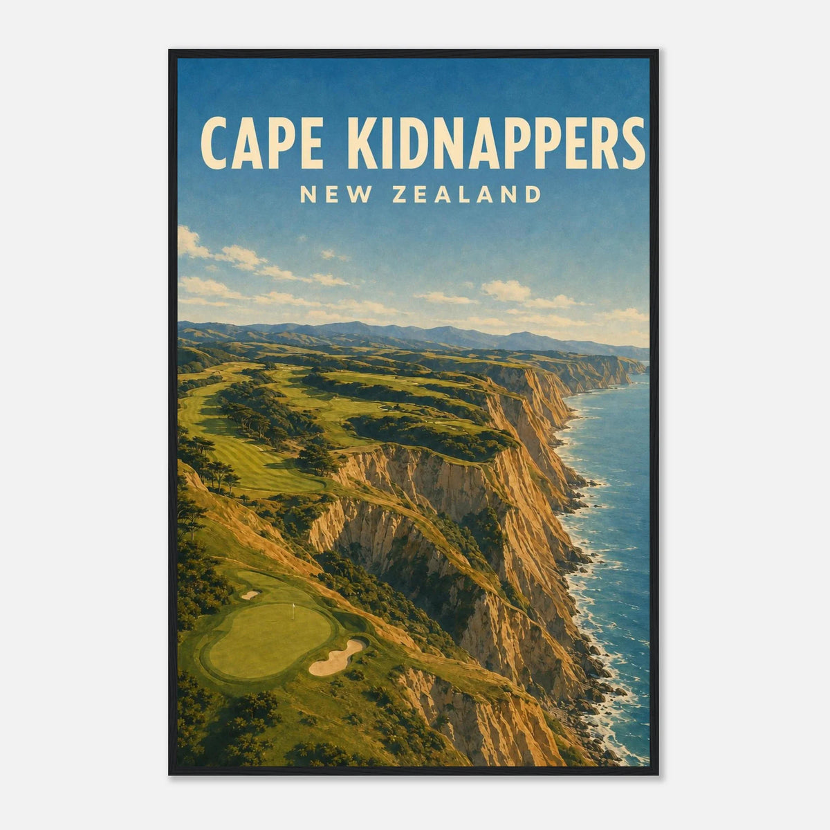 Cape Kidnappers Golf Poster – New Zealand Golf Art