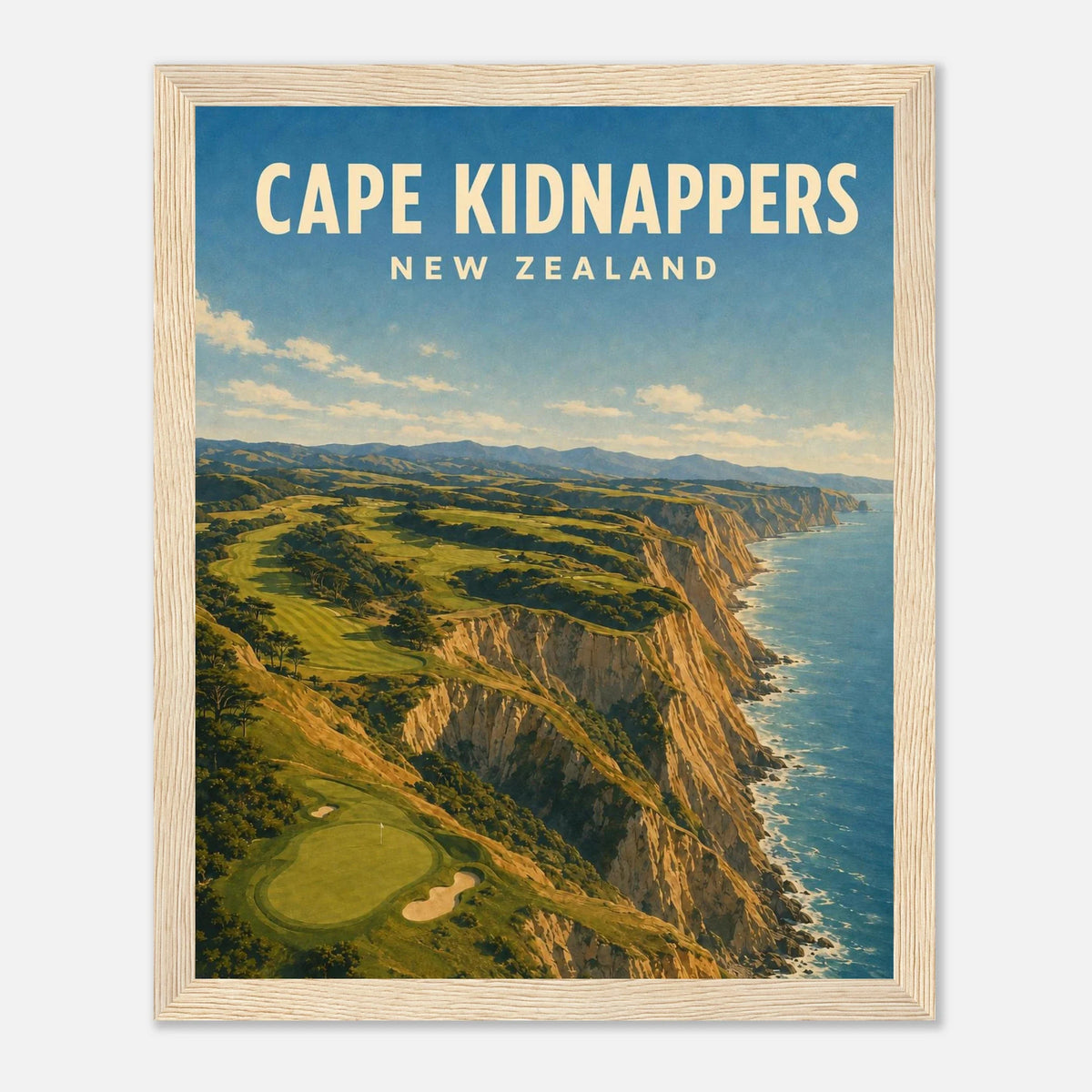 Cape Kidnappers Golf Poster – New Zealand Golf Art