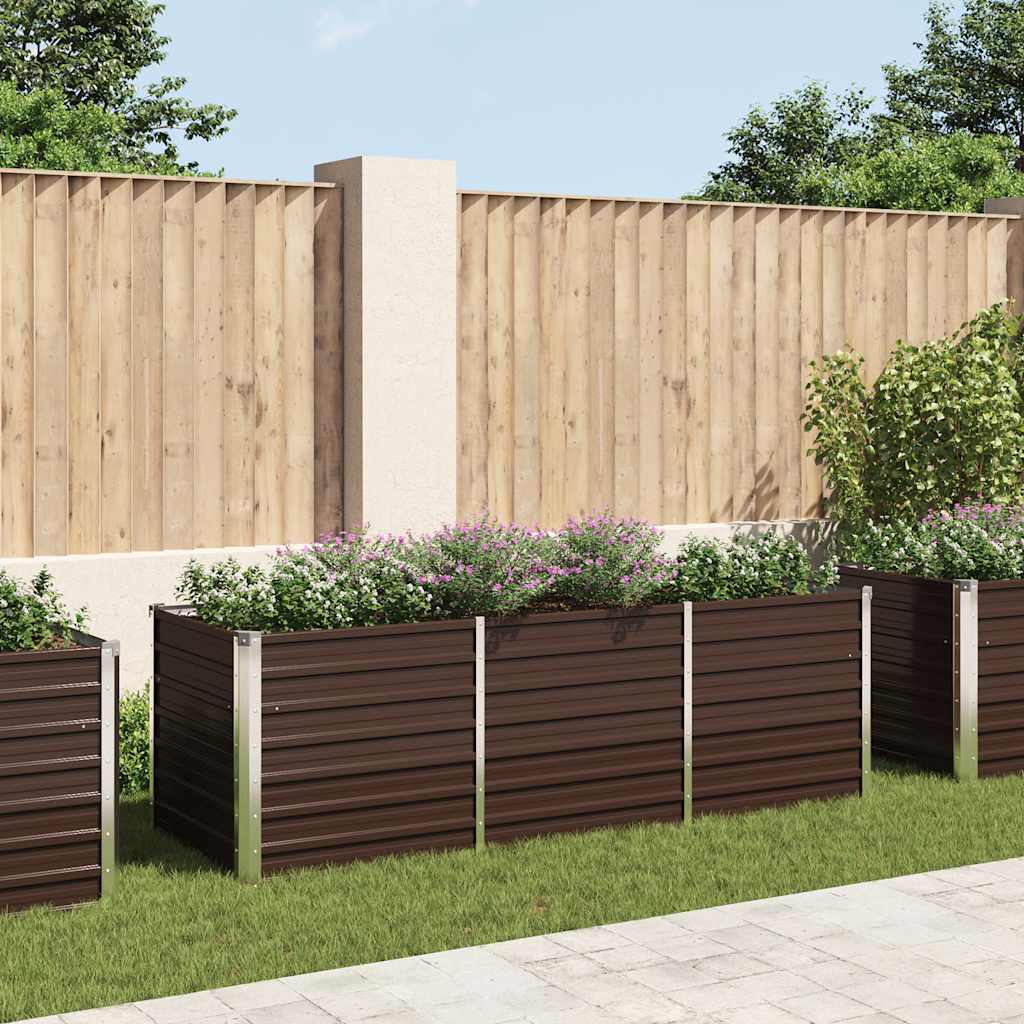 Vidaxl Raised Planter 240x80x77 cm Galvanized Steel Brown