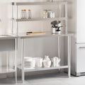 Vidaxx kitchen work table with top shelf 110x55x150 cm stainless steel